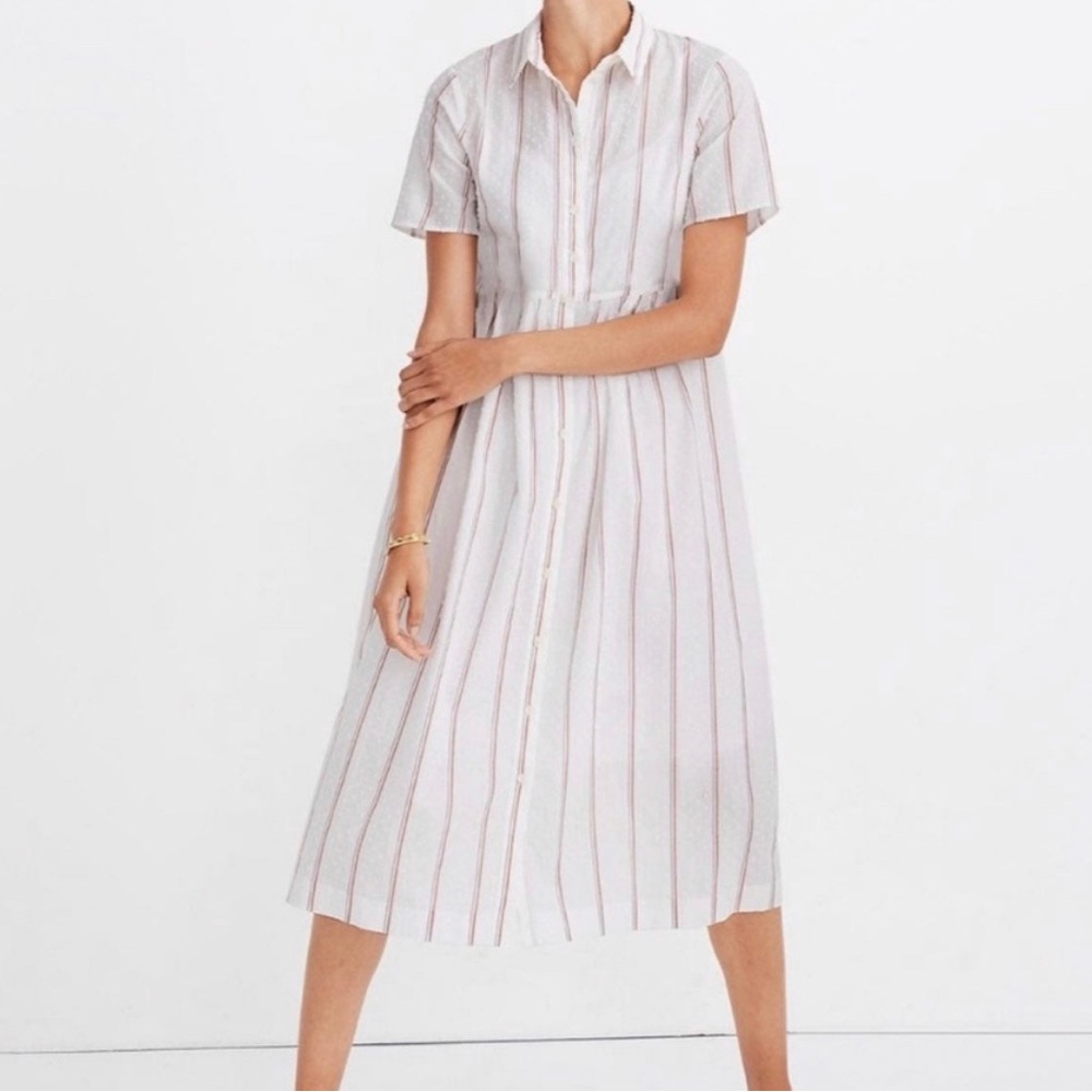 Madewell Striped Midi Shirt Dress - large
